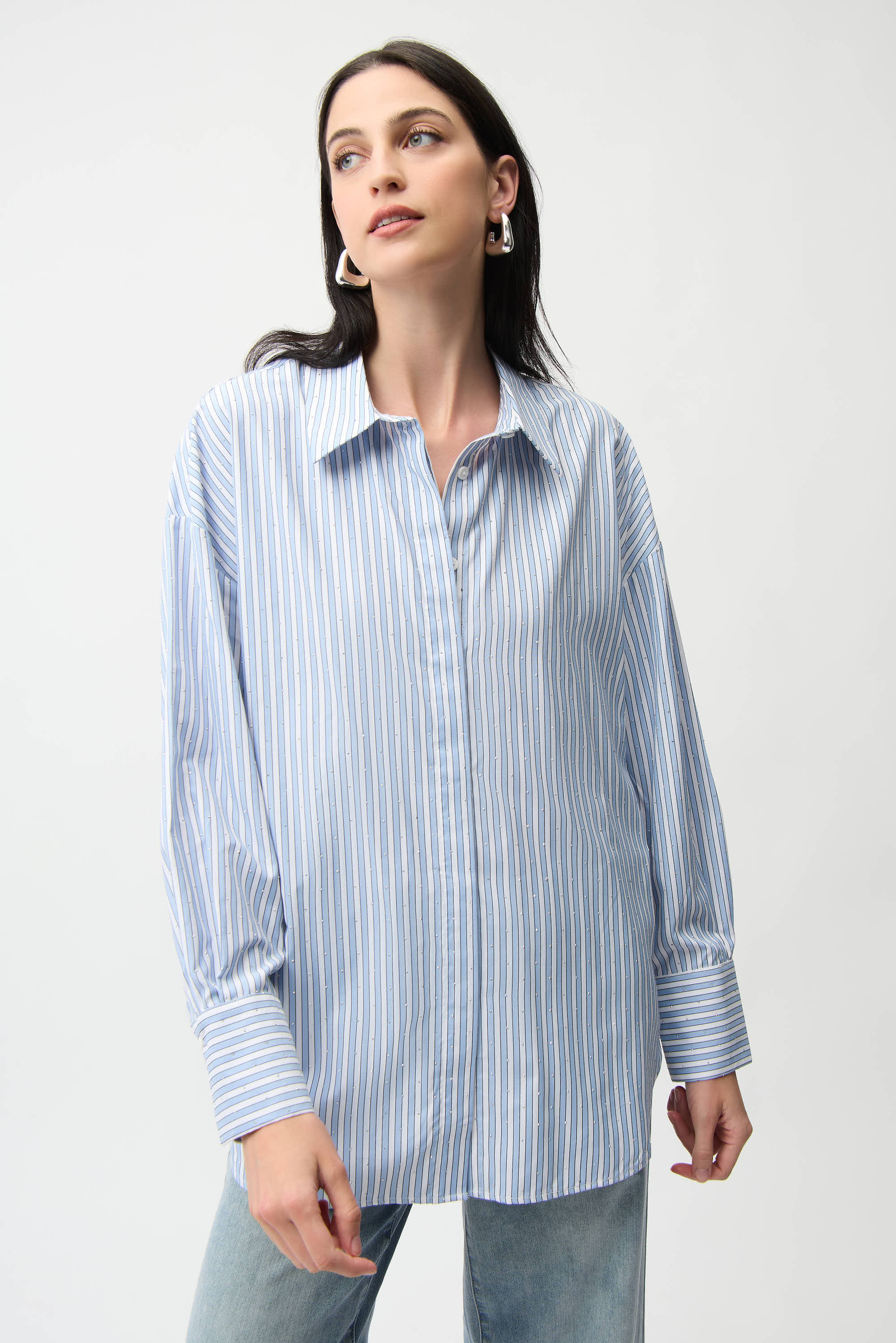 Joseph Ribkoff striped sparkly blouse, stylish women&