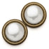 Close-up of a pearl button accessory by MAGNEBUTTON, showcasing a smooth, round pearl with a metal backing on a neutral background.