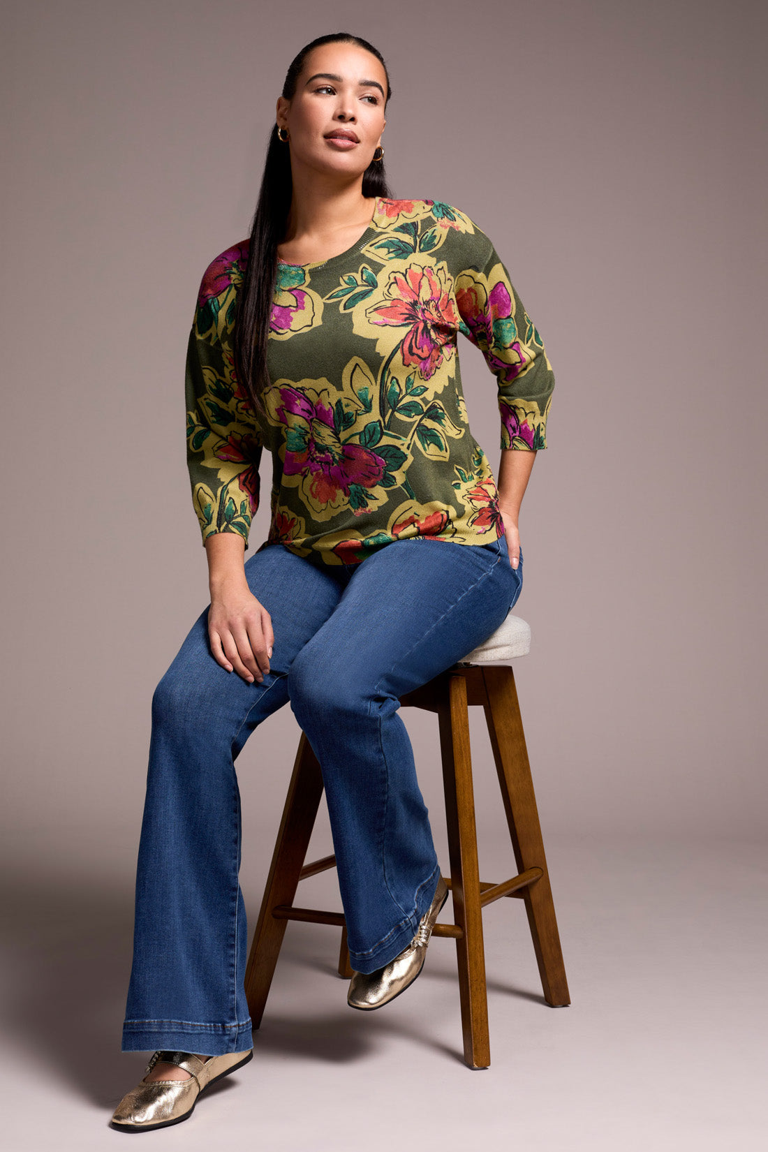 Tribal | 3/4 Slv Crew Nk Sweater