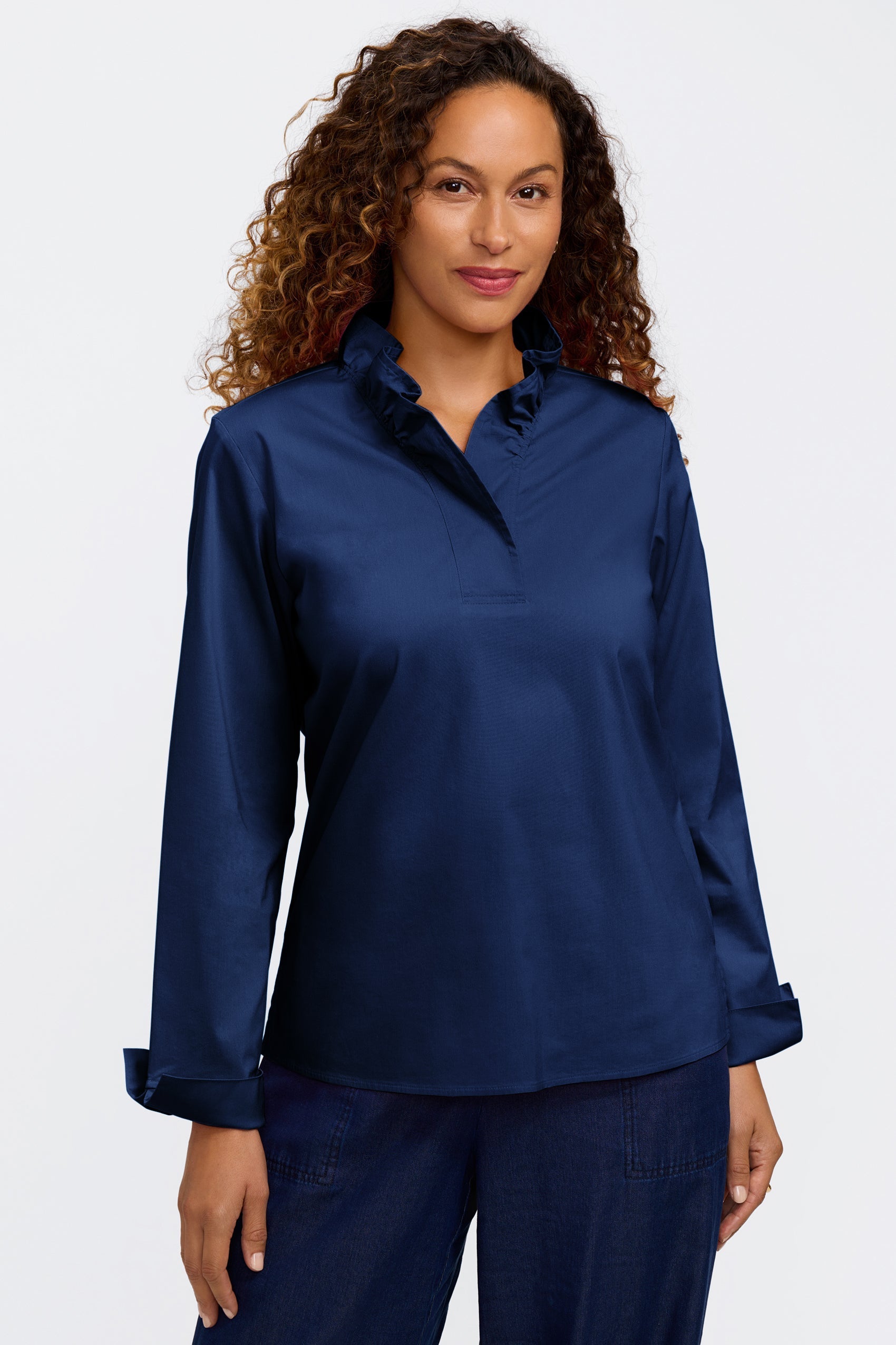 Tammy No Iron Stretch Long Sleeve Popover Shirt