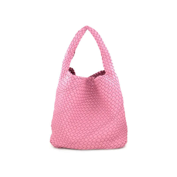 Pink BC HANDBAGS handbag with sleek design and top handle, stylish accessory for everyday or special occasions.