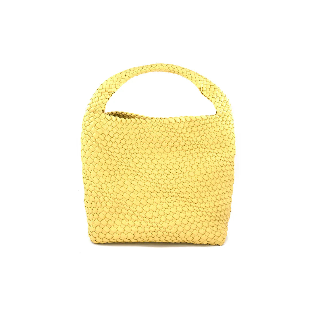 Yellow BC HANDBAGS handbag with sleek design, featuring top handles and a spacious interior, perfect for everyday use.