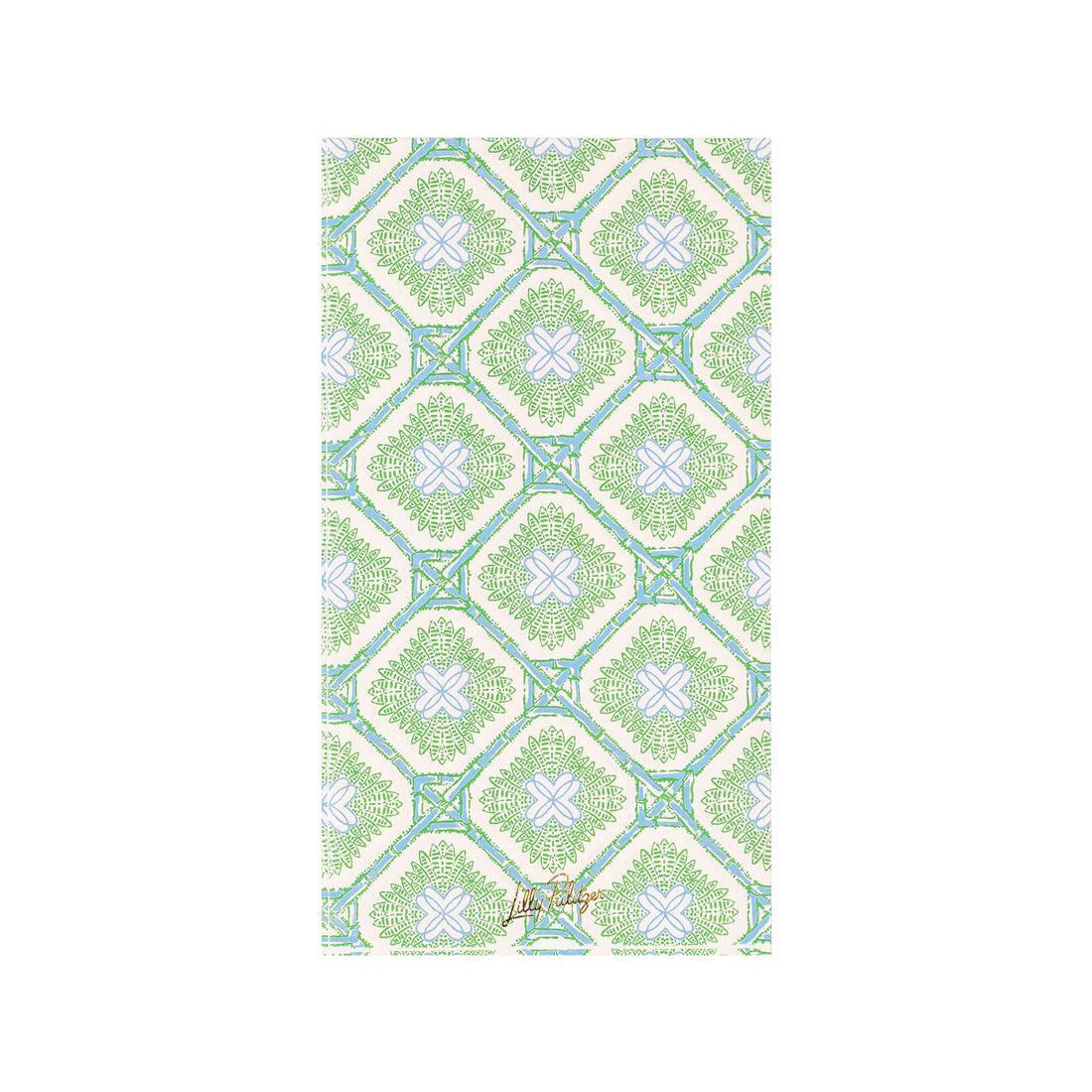 LIFEGUARD PRESS paper dinner napkins with bamboo logo trellis design, household use, white napkins with green bamboo pattern.