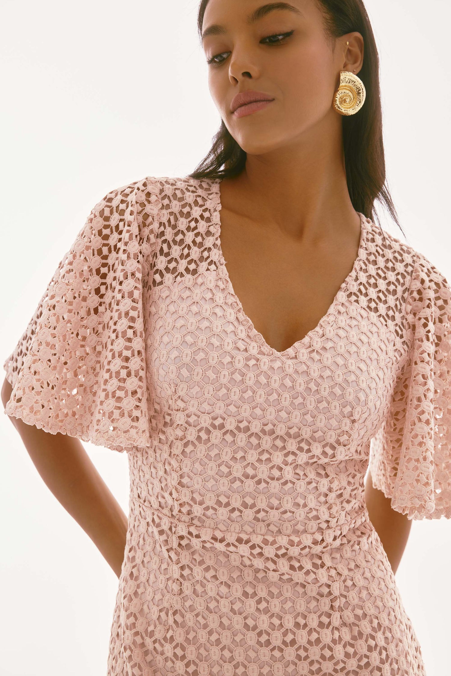 joseph ribkoff lace dress Joseph Ribkoff High Neck 3/4 Sleeve Lace Dress Sz. XS NEW 042051 MSRP $268