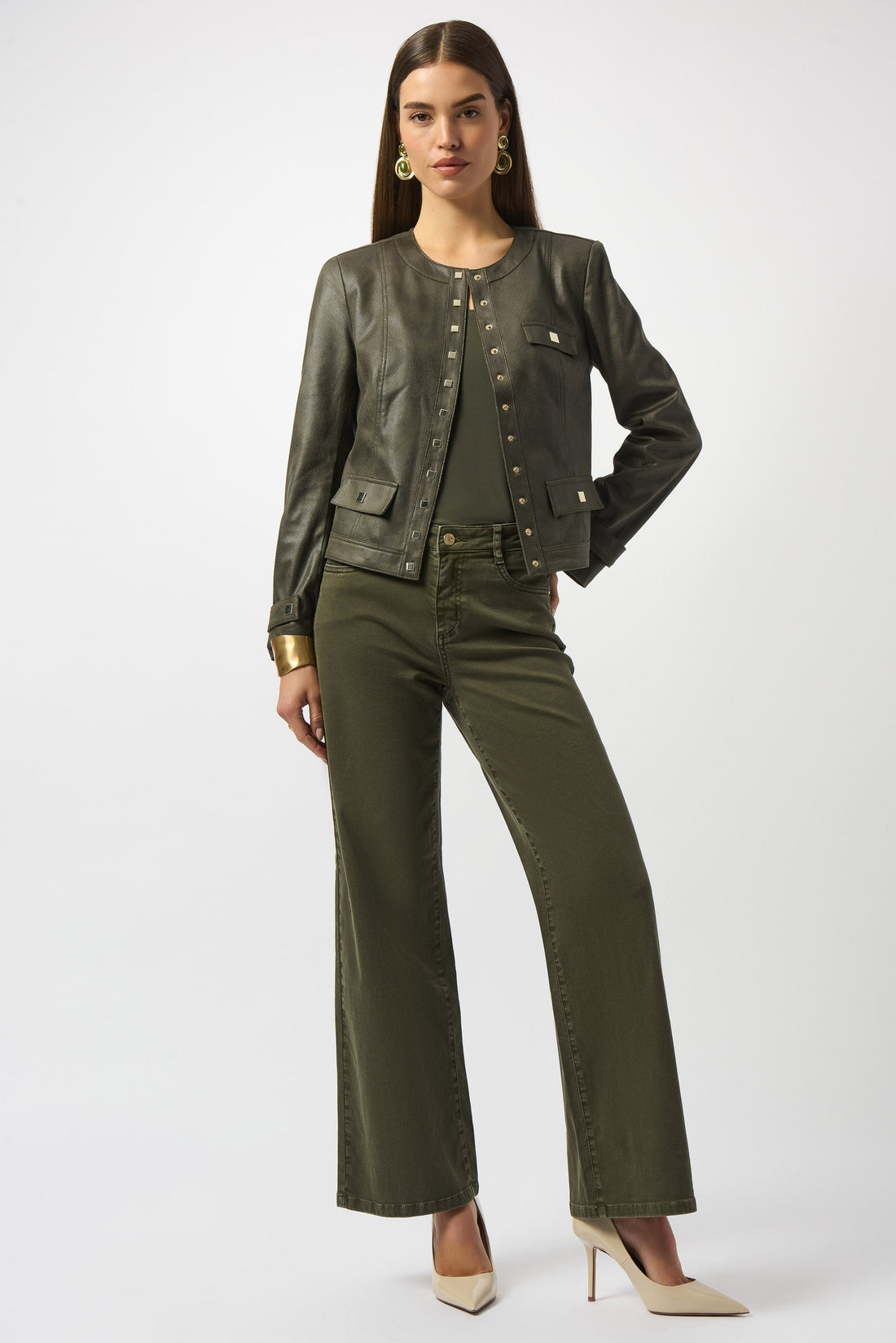 Joseph Ribkoff | Foiled Faux Suede Fitted Jkt