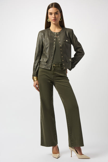 Joseph Ribkoff | Foiled Faux Suede Fitted Jkt