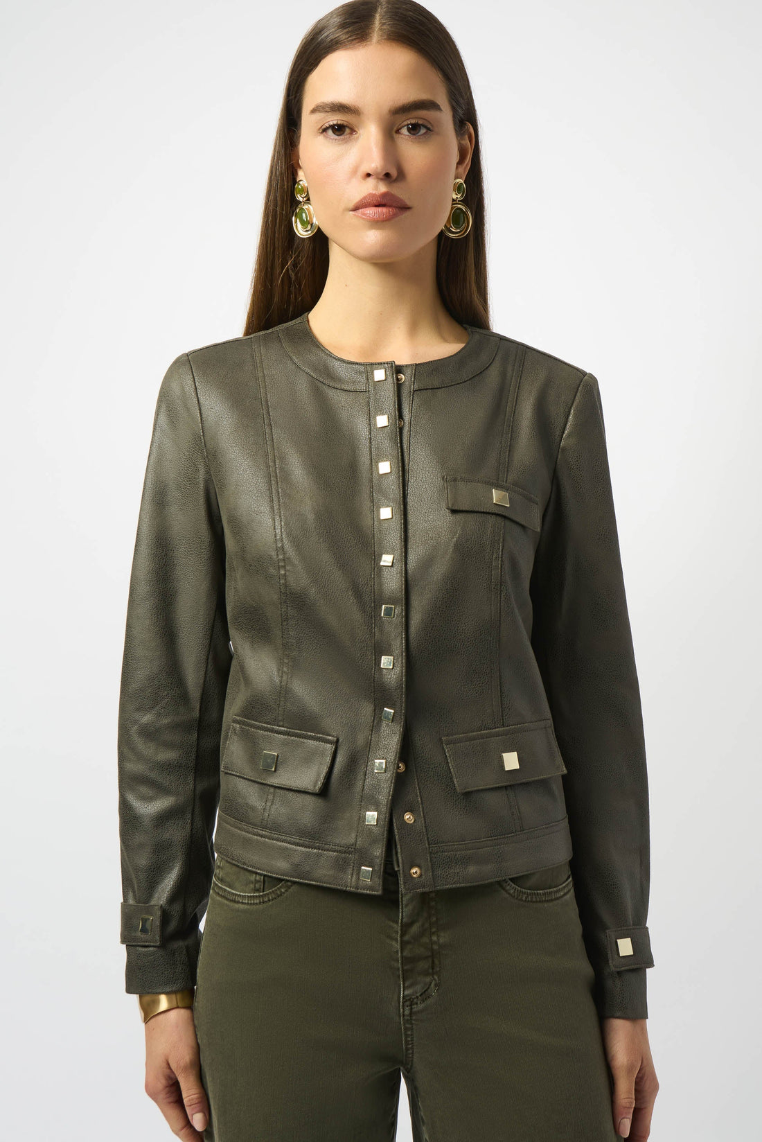 Joseph Ribkoff | Foiled Faux Suede Fitted Jkt