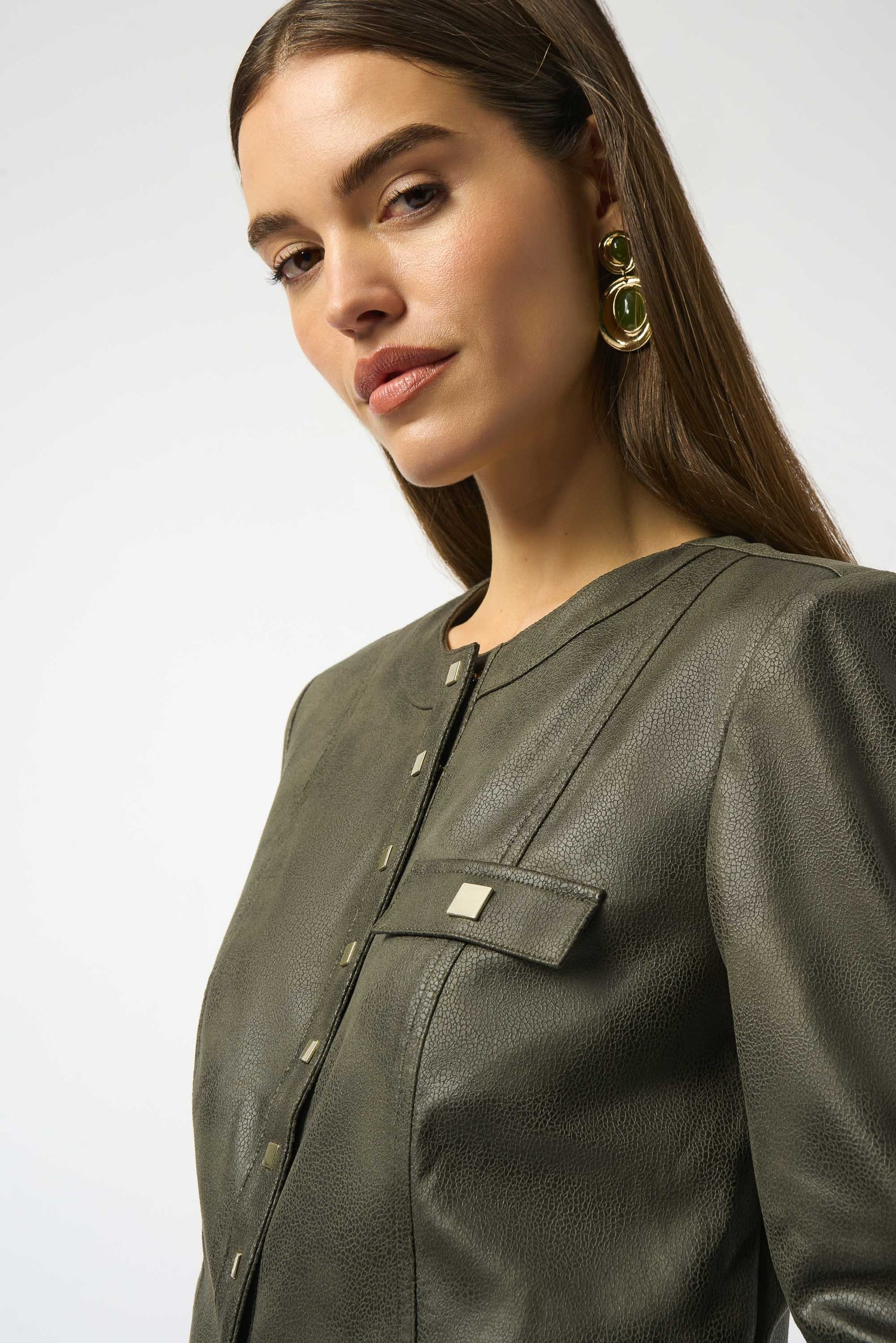 Joseph Ribkoff | Foiled Faux Suede Fitted Jkt
