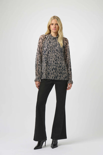 Joseph Ribkoff | Plisse Mesh Animal Print Top