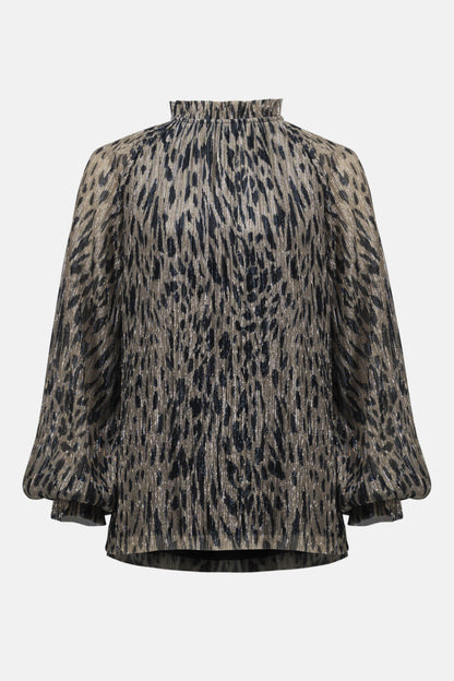 Joseph Ribkoff | Plisse Mesh Animal Print Top