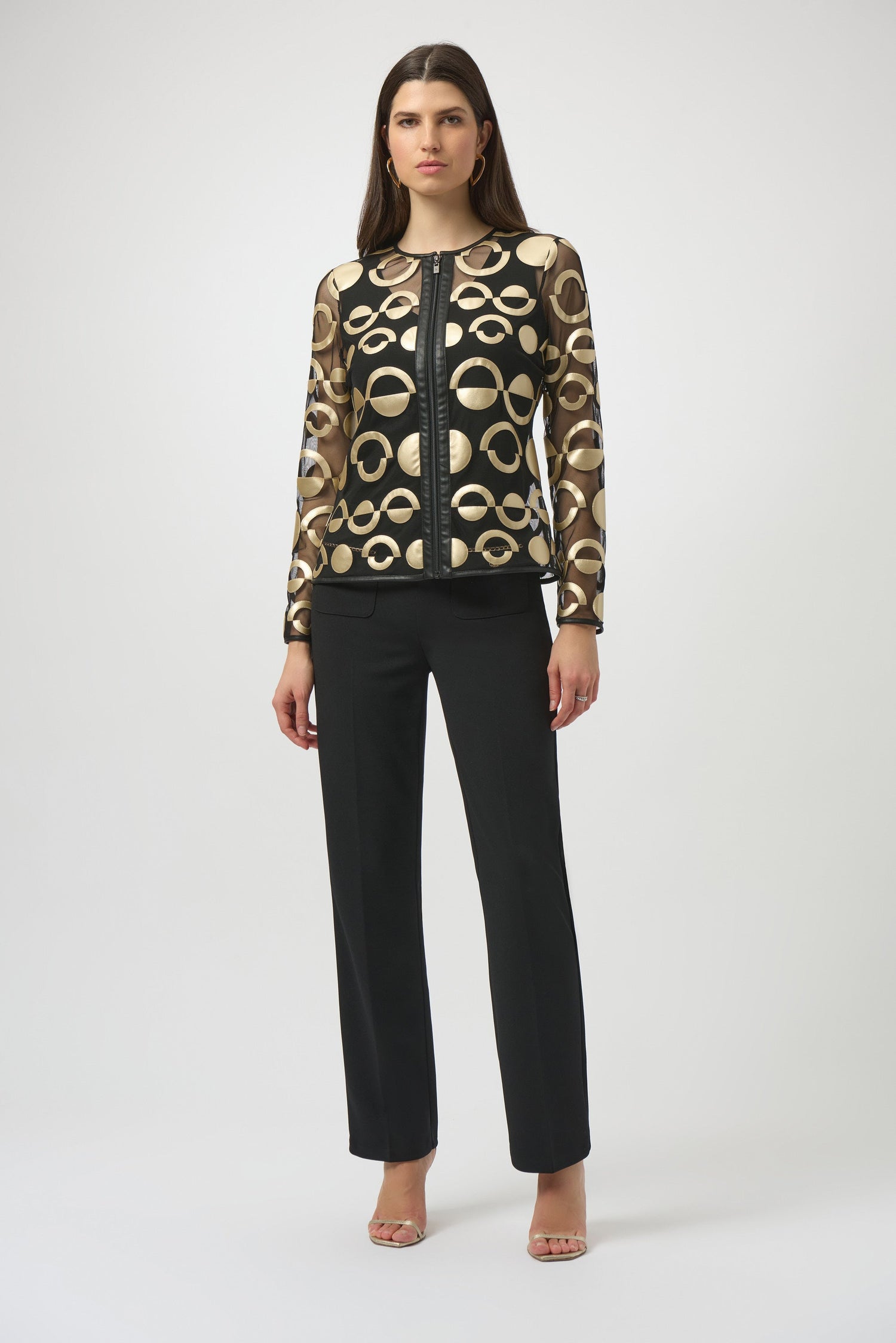 Joseph Ribkoff | Mesh and Gold Jacket