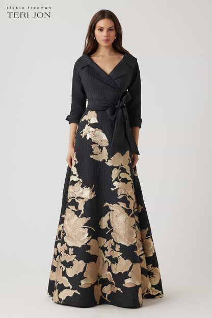 Teri Jon | Gown W/vnk Collar
