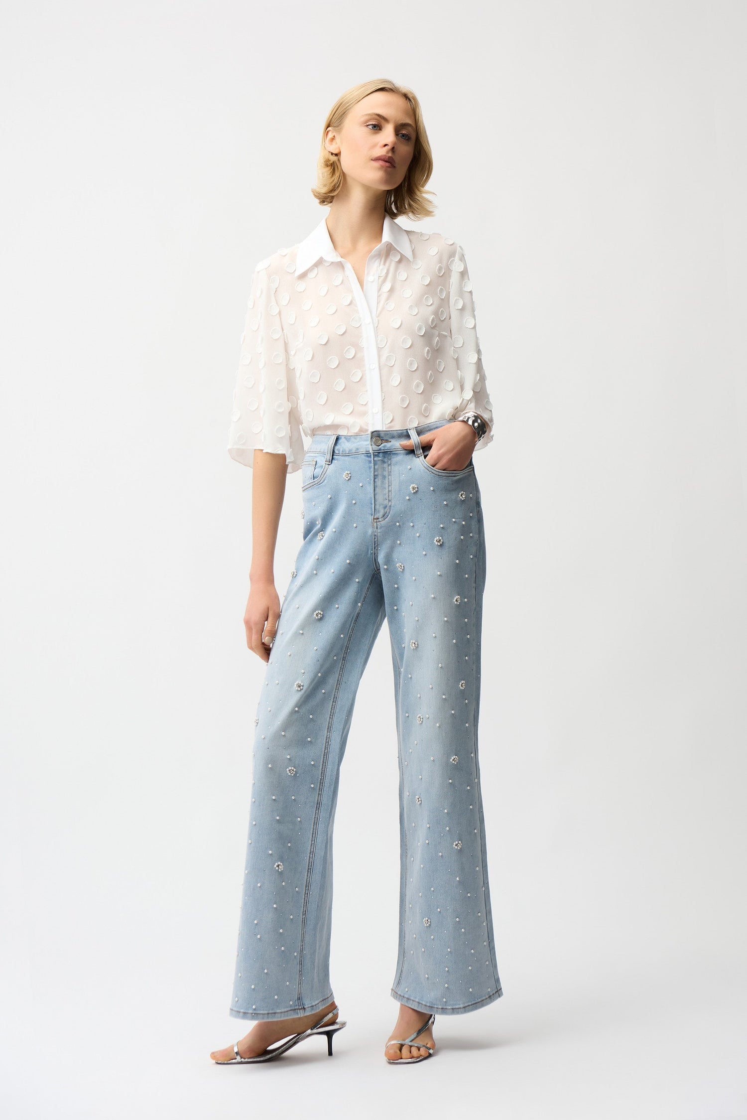 Joseph Ribkoff | Dot Jacquard Blouse