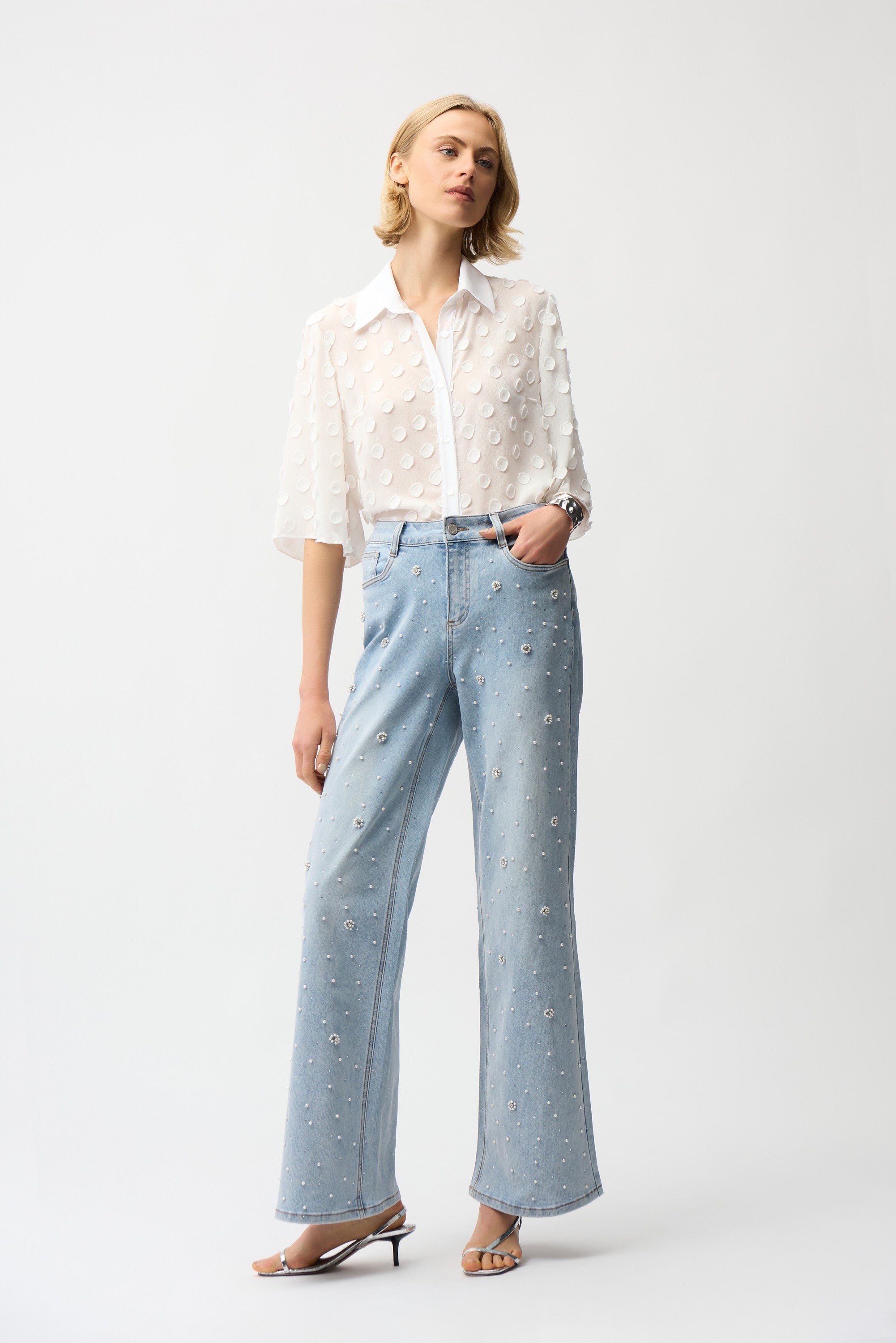 Joseph Ribkoff | Dot Jacquard Blouse