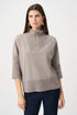 Joseph Ribkoff ribbed trim half-zip sweater in a cozy, fitted design with a high neckline and textured ribbed detailing.