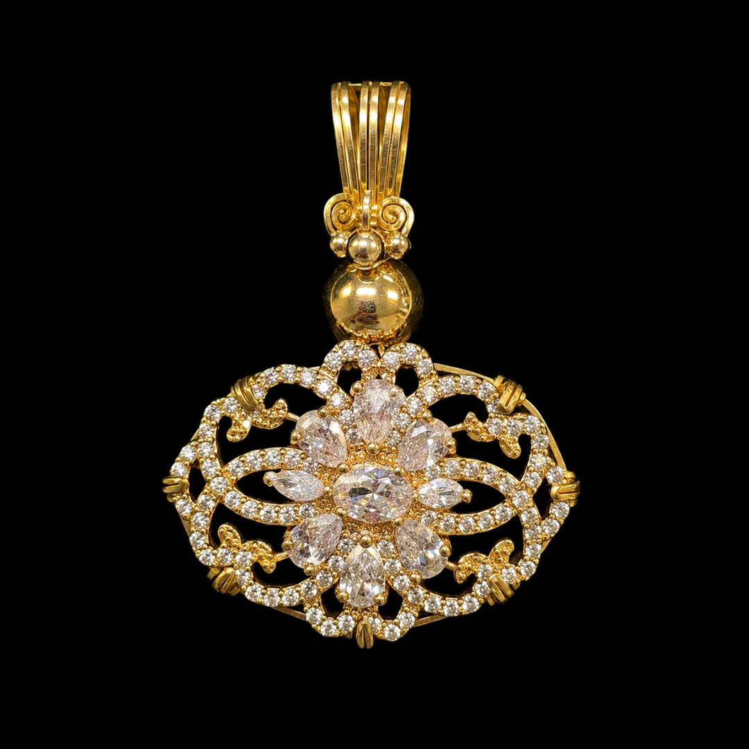 Crystal Floral Oval Pendant
