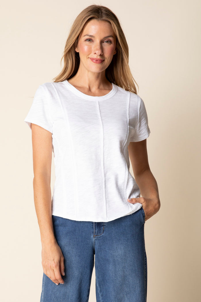 Pebble Seamed Tee - White