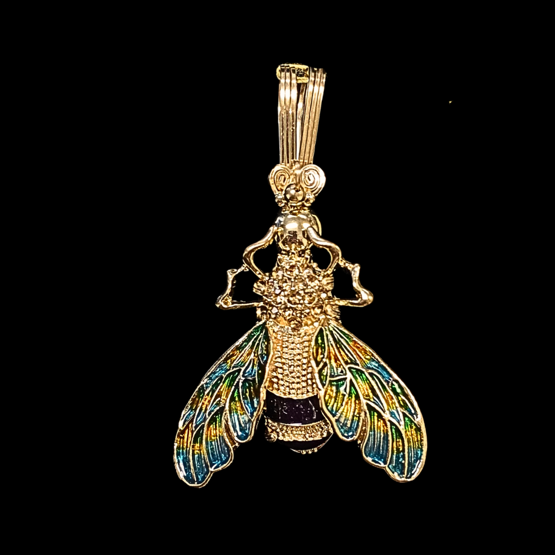 Cloisonné Wasp Pendant with Crystal Accents