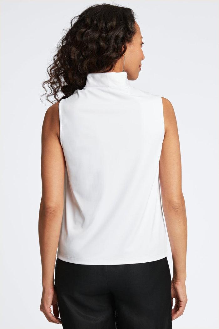Foxcroft | Tammy Knit-Woven Ruffle Collar Sleeveless Layering Tank - Evelyne Talman