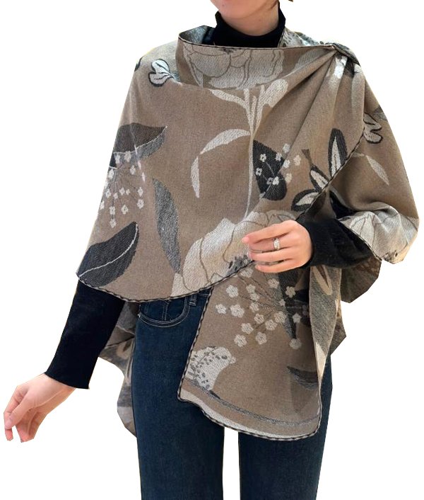 Winding River | Shawl Tan Garden Loop Wrap