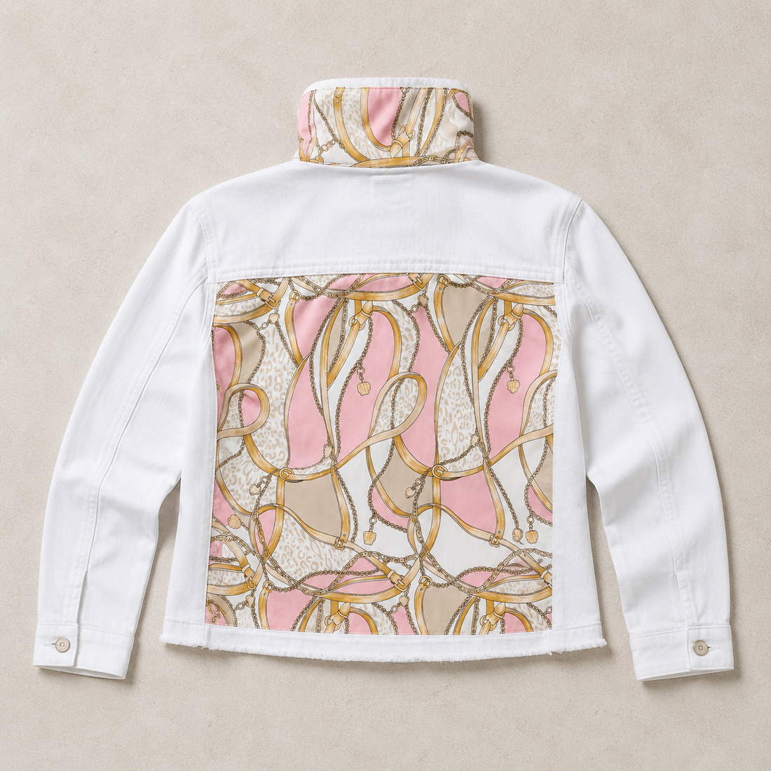 Pink Makes Me Happy Print Denim Jacket