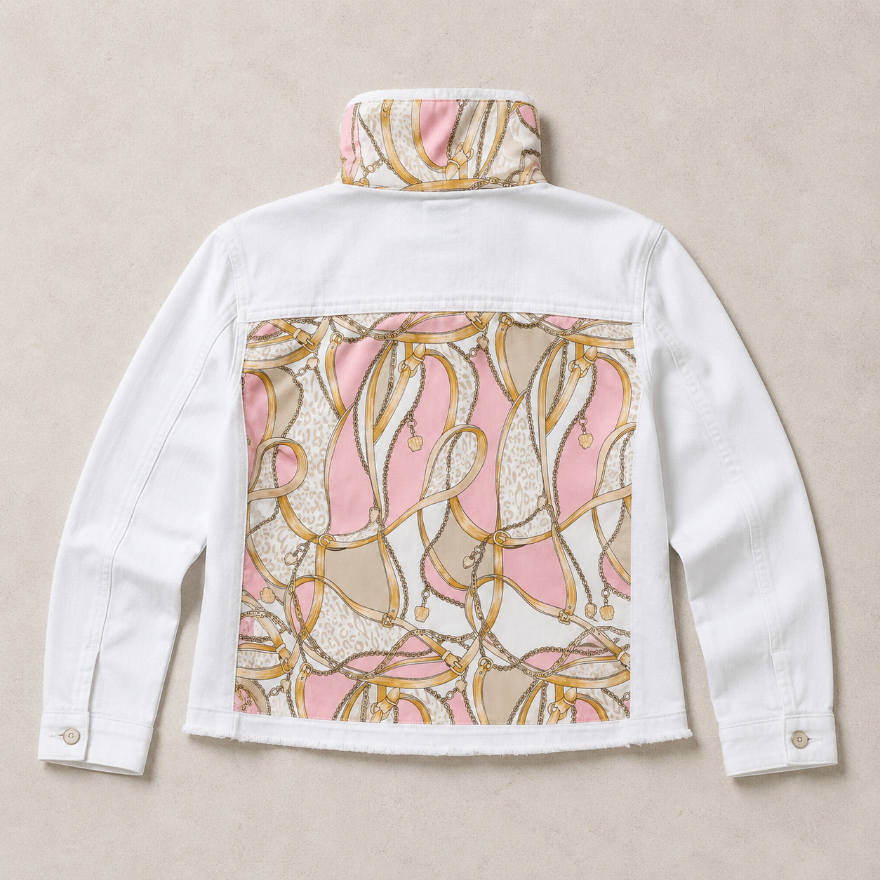 Pink Makes Me Happy Print Denim Jacket