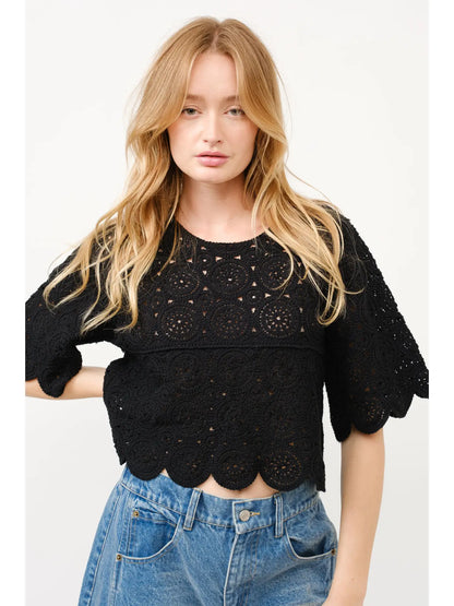 Aaron &amp; Amber | Crochet Lace Top with Scallop