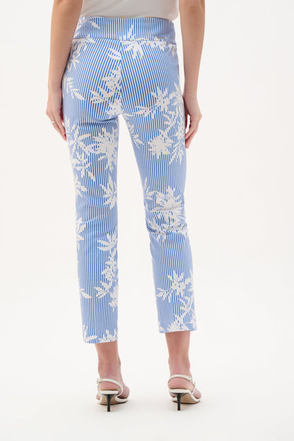 Printed Joseph Ribkoff pull-on pants with a stylish, comfortable fit, featuring a vibrant pattern and elastic waistband.