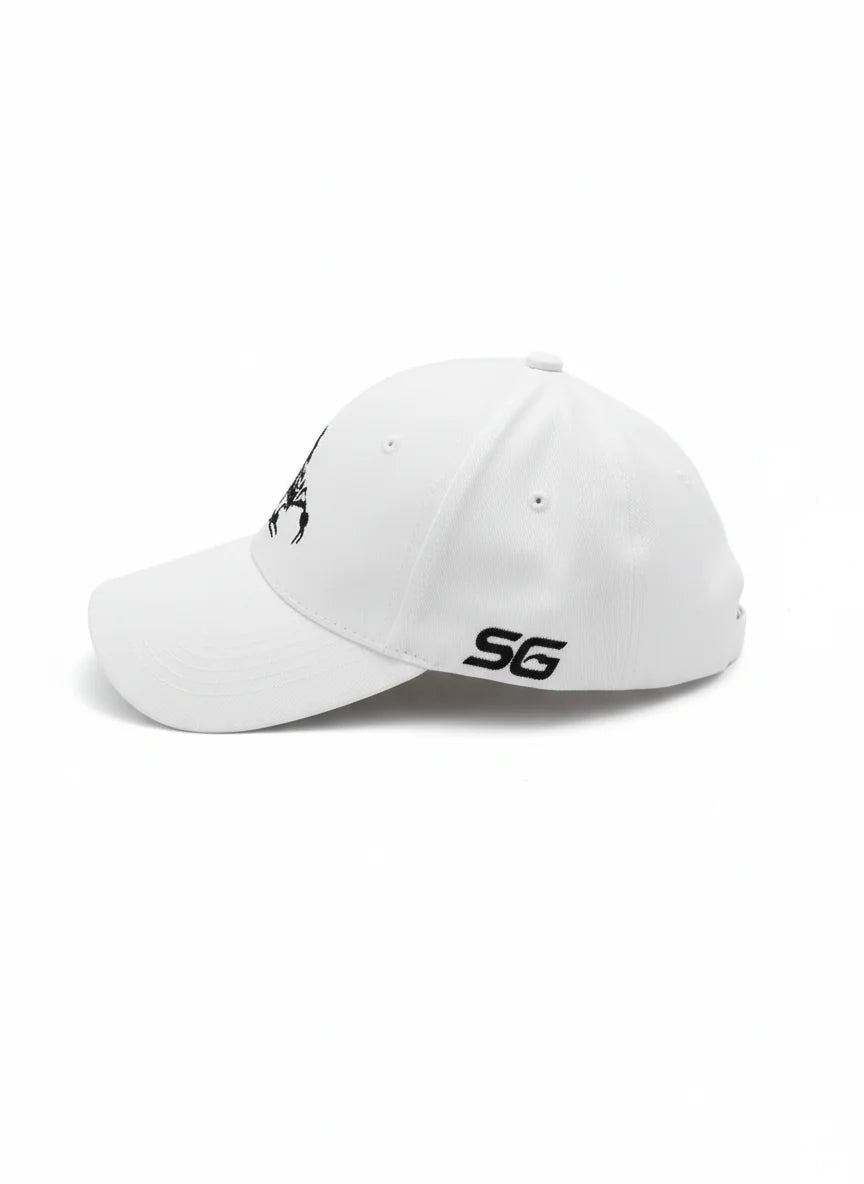 White Scorpions Baseball Hat by Scorpion Gear, featuring a classic cap with a curved brim and embroidered logo.