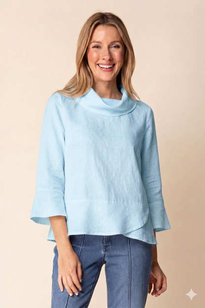 Linen Solid Overlay Top - Topaz