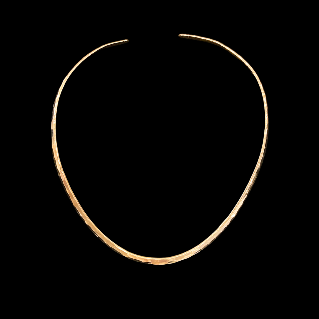 14k Gold Hammered Round Neckwire