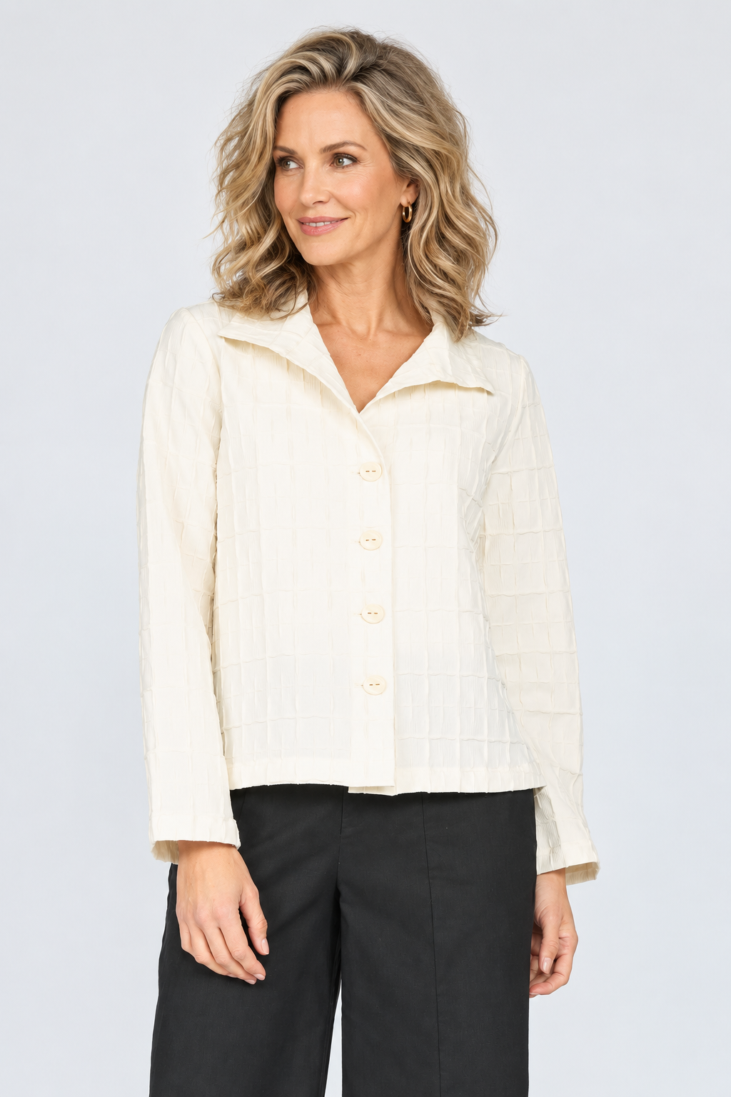 Lattice Wave Jacket - Ivory