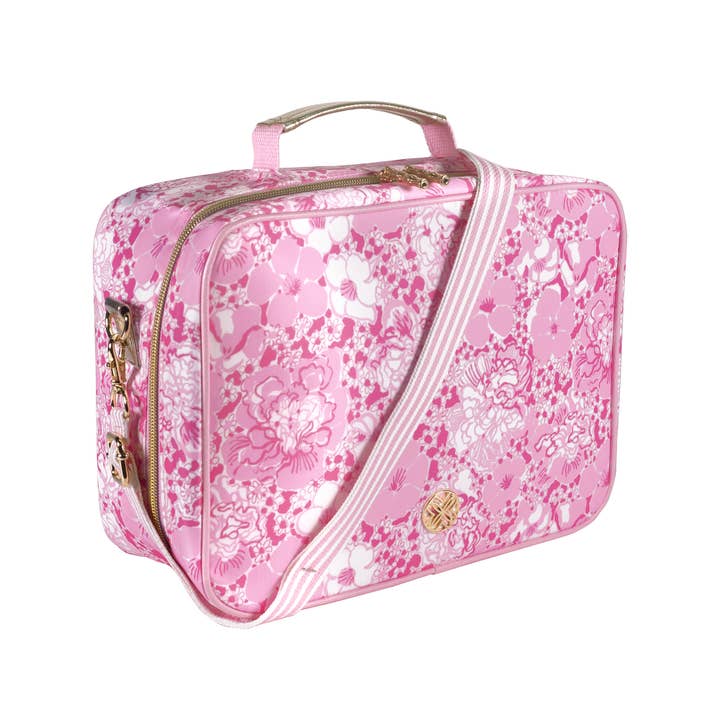 LIFEGUARD PRESS lunch bag in Conch Shell Pink with a colorful burst of joy design, ideal for carrying meals and snacks.