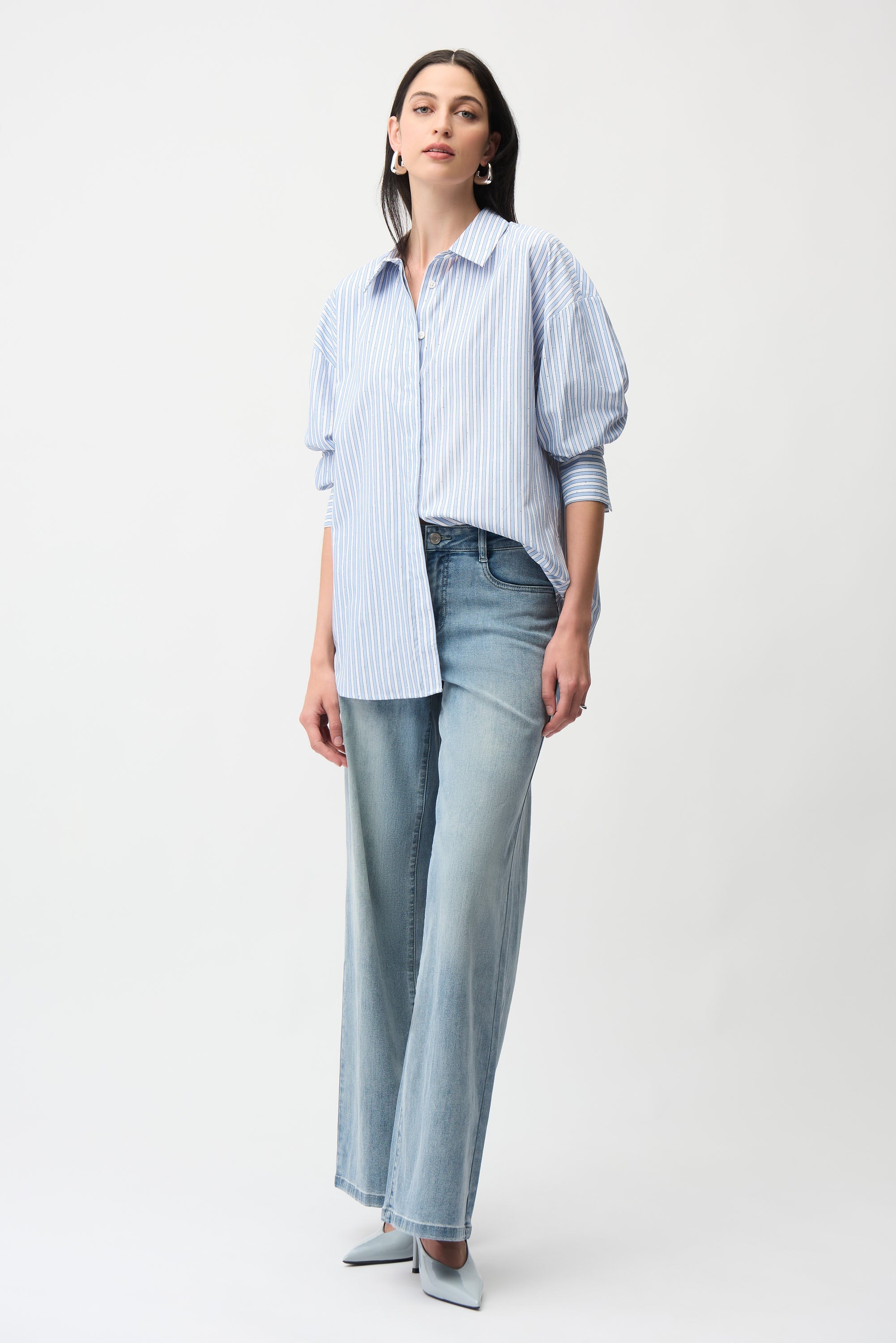 Joseph Ribkoff striped sparkly blouse, stylish women&
