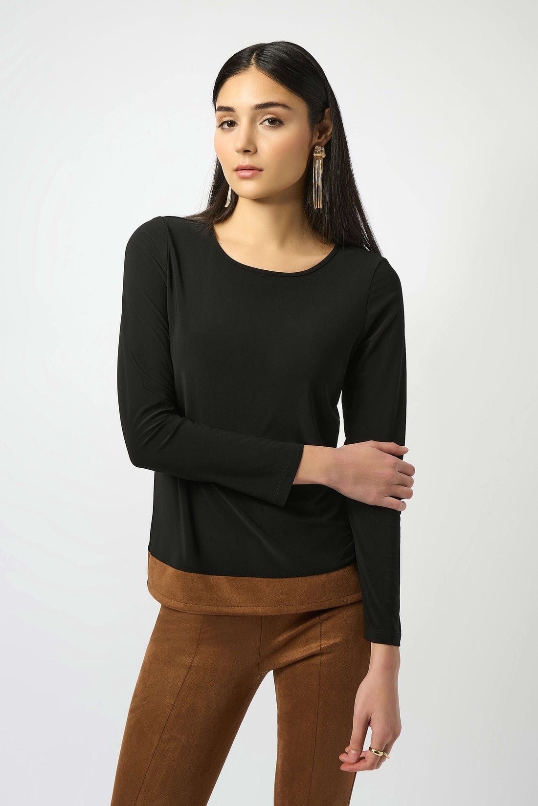 Joseph Ribkoff | Knit &amp; Suede Color-block Top