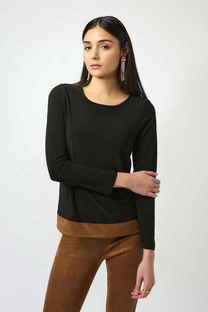 Joseph Ribkoff | Knit &amp; Suede Color-block Top
