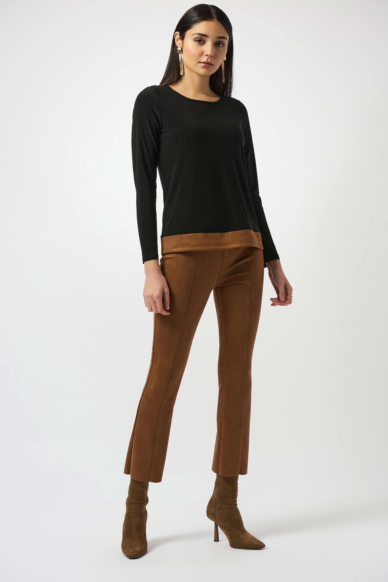 Joseph Ribkoff | Knit &amp; Suede Color-block Top