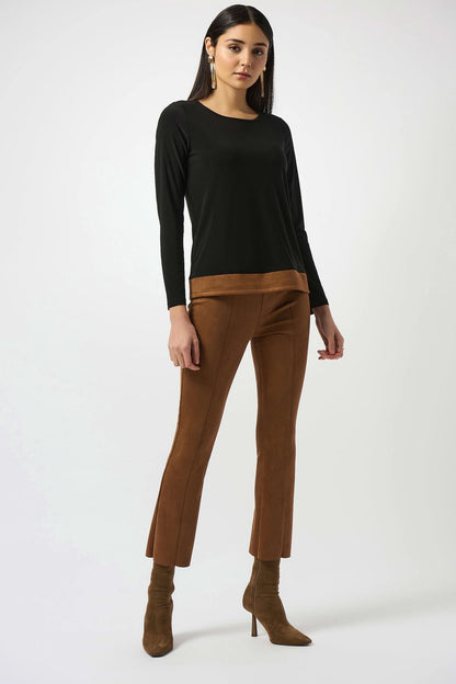Joseph Ribkoff | Knit &amp; Suede Color-block Top