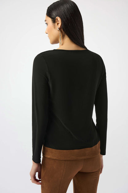 Joseph Ribkoff | Knit &amp; Suede Color-block Top