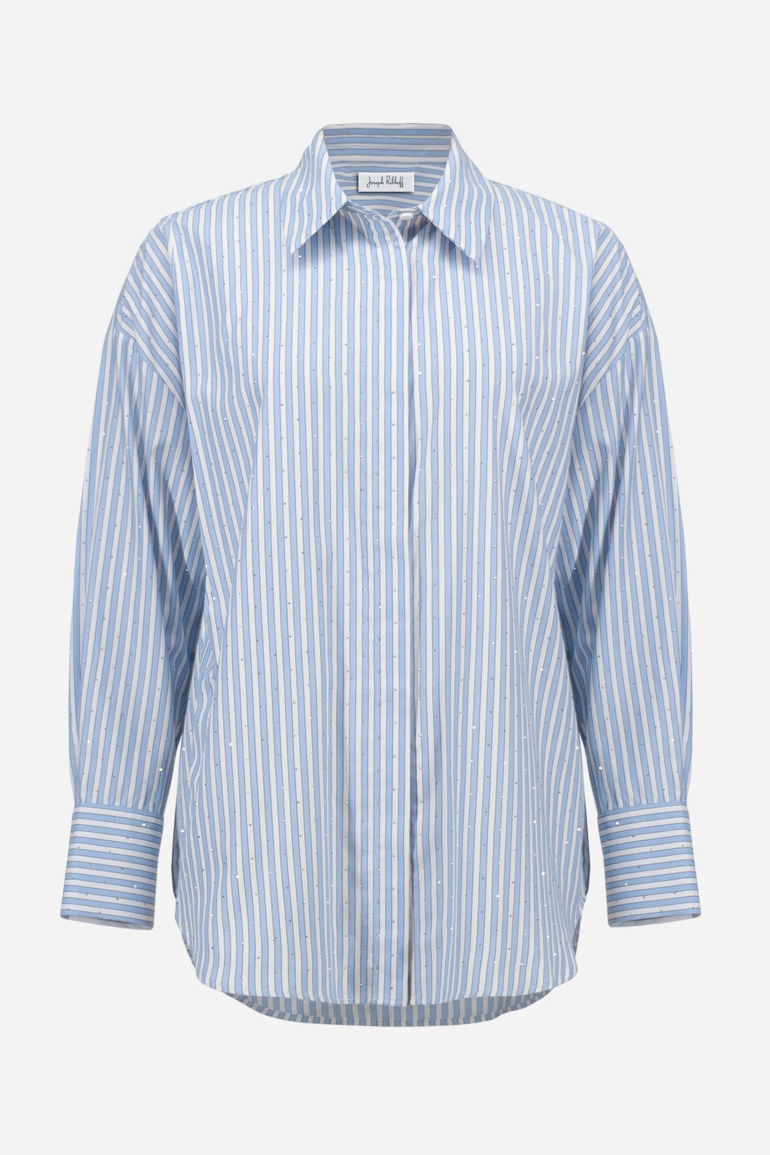 Joseph Ribkoff striped sparkly blouse, stylish tops with shimmering fabric and bold pattern, perfect for elegant casual wear.