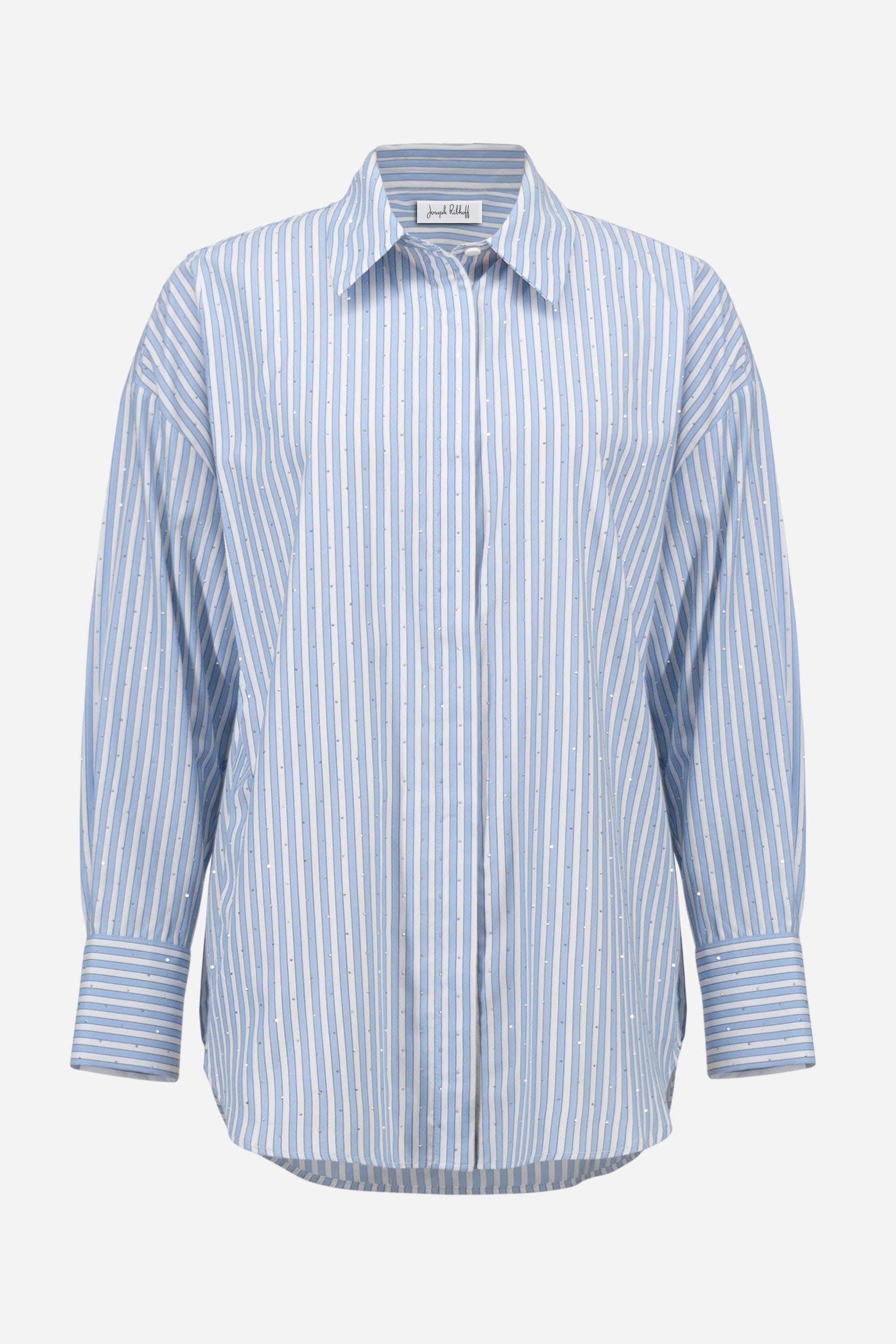 Joseph Ribkoff striped sparkly blouse, stylish tops with shimmering fabric and bold pattern, perfect for elegant casual wear.