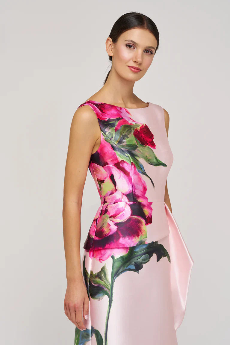KAY UNGER Luciana Column Gown in elegant design, featuring a fitted silhouette and sophisticated style for formal occasions.