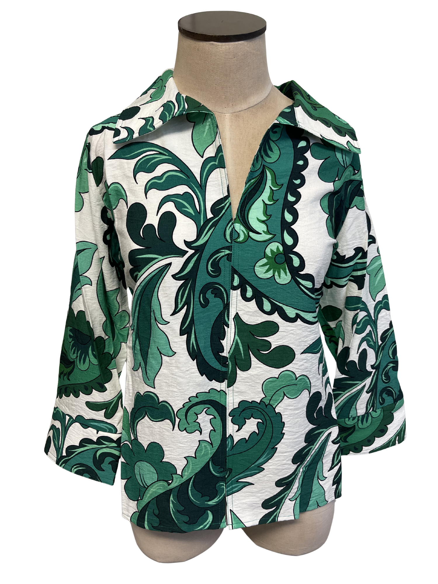 Green Paisley Floral Blouse