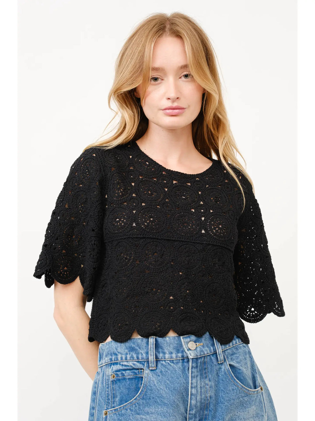 Aaron &amp; Amber | Crochet Lace Top with Scallop