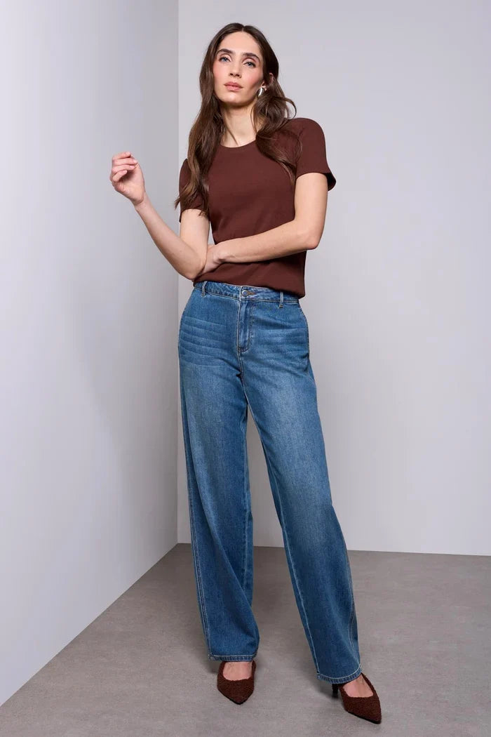 BLUE THREAD Cotton Ribbed Fitted Crew Neck Tee