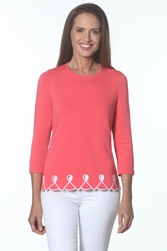 Eli | 3/4 Sleeve Top with Embroidere