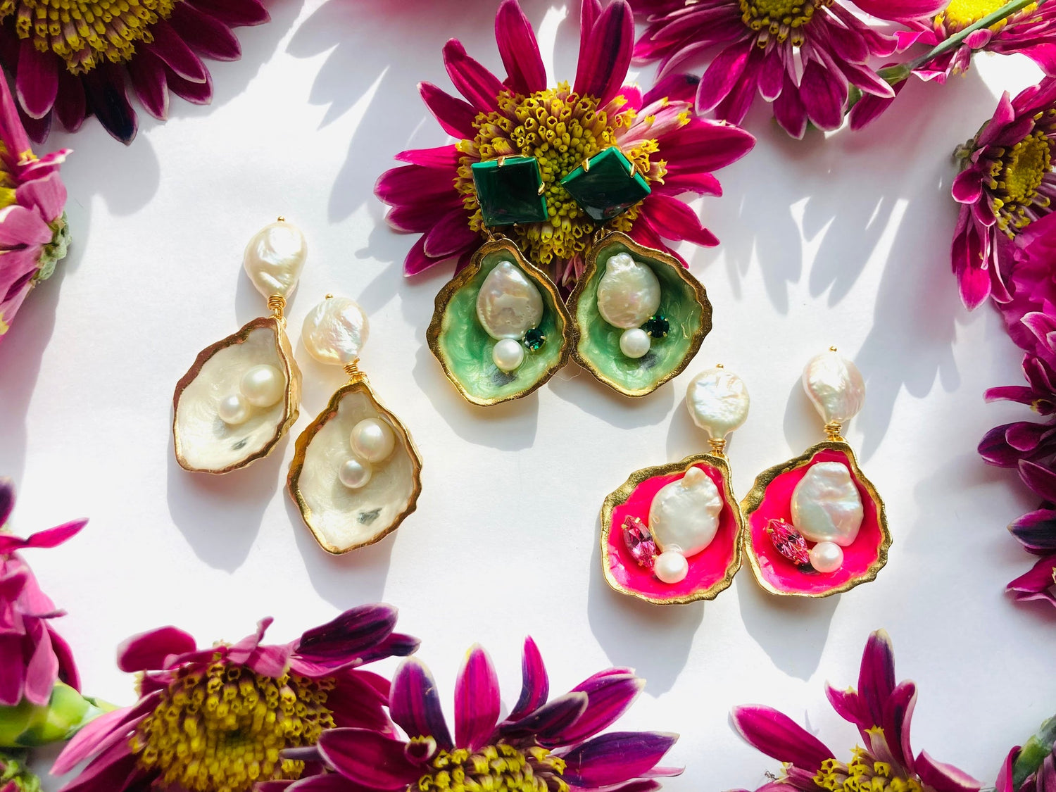 The Pink Reef | Oyster Earrings