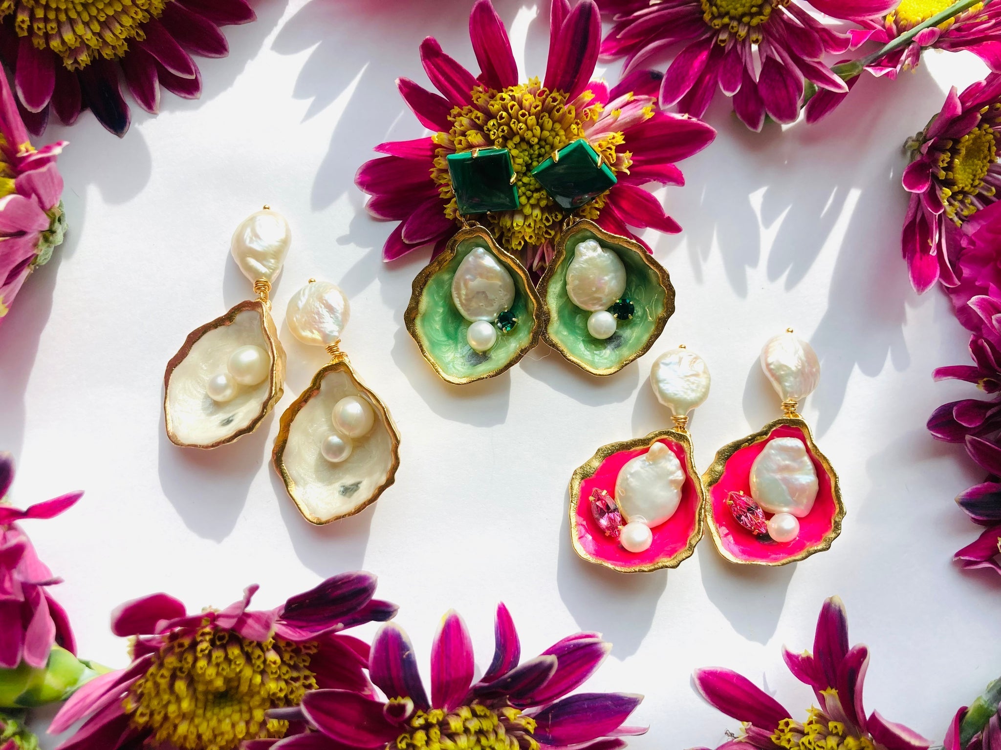 The Pink Reef | Oyster Earrings