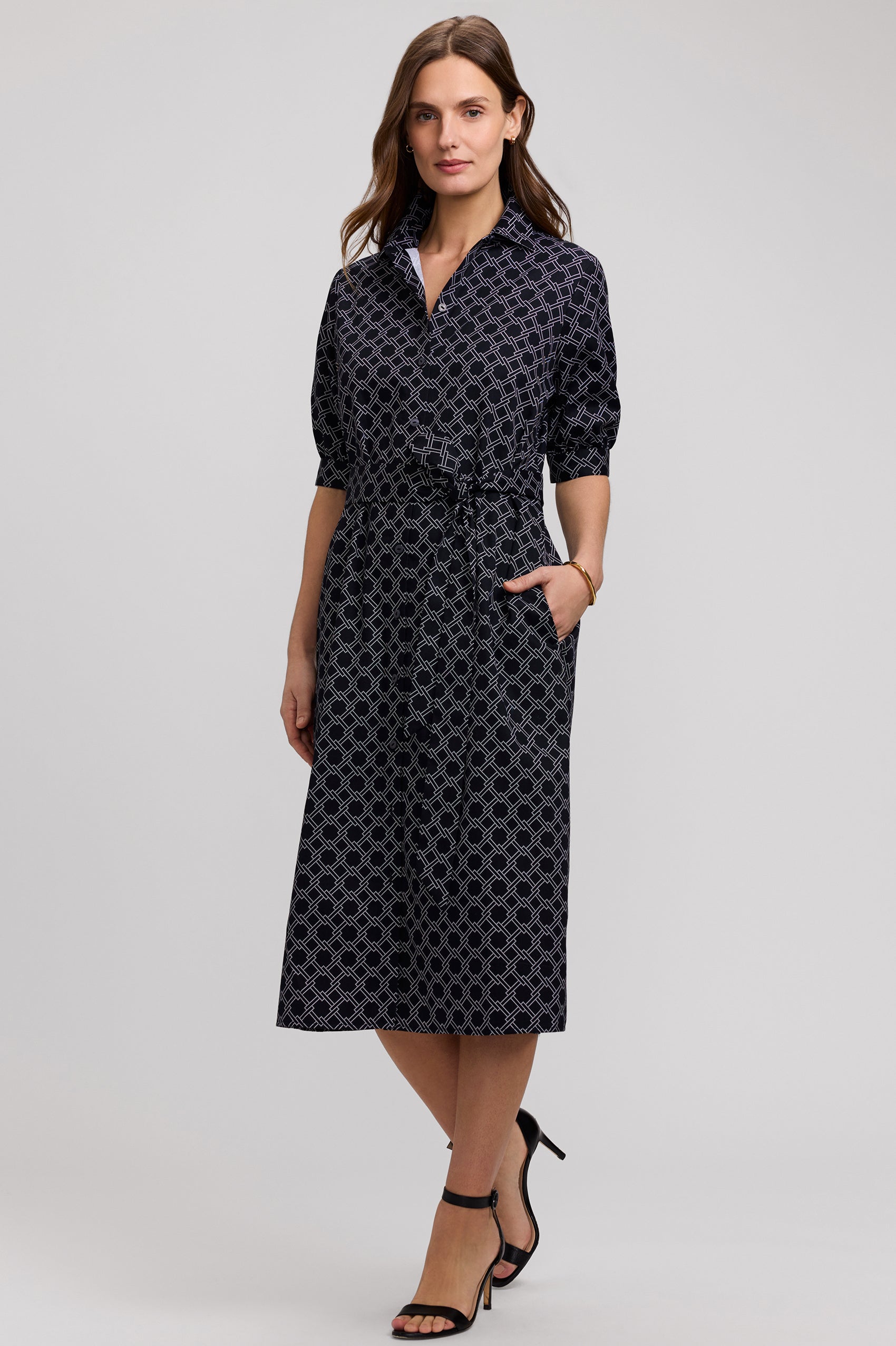 Esther Square Links Elbow Sleeve Dress