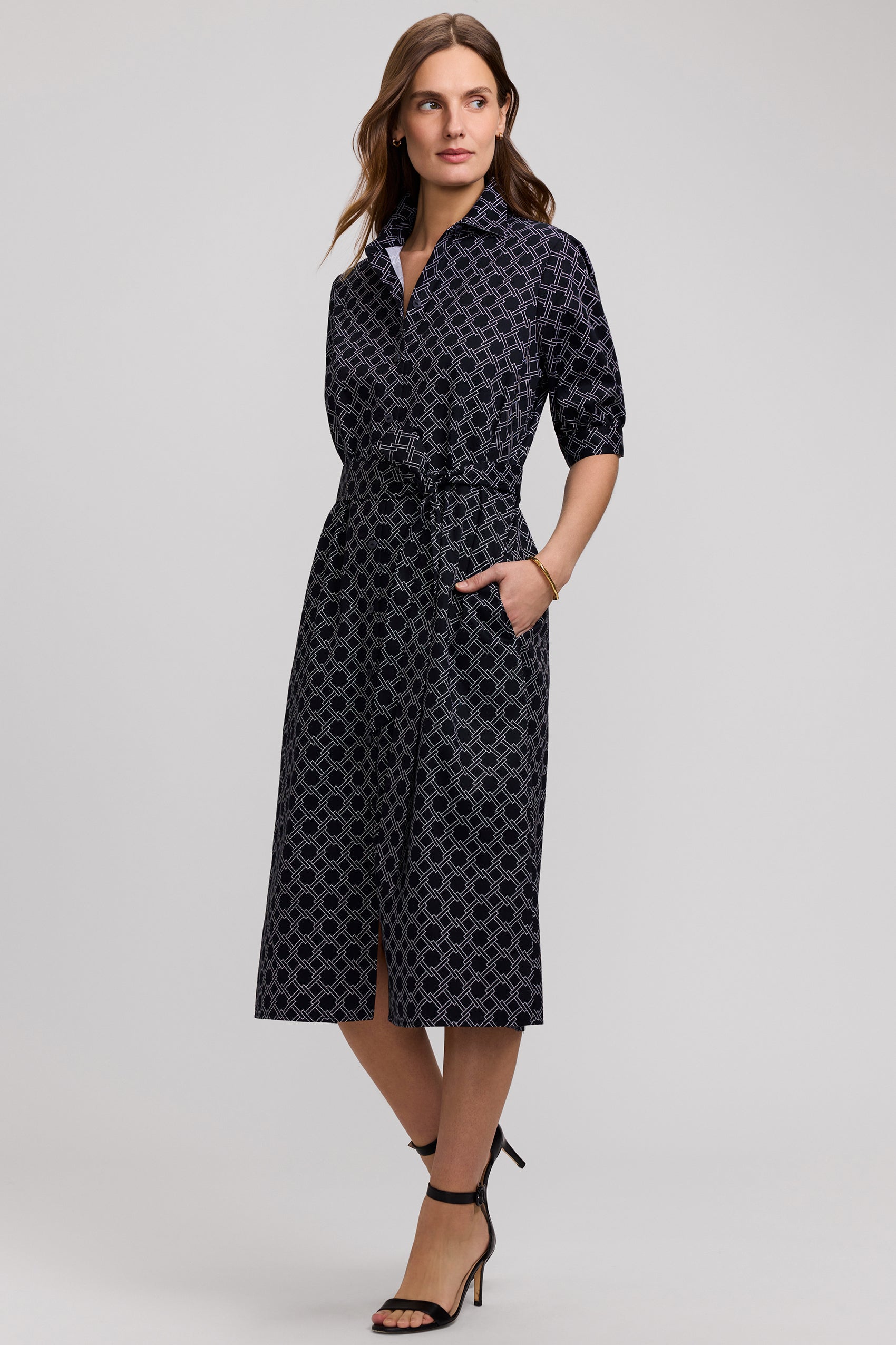 Esther Square Links Elbow Sleeve Dress